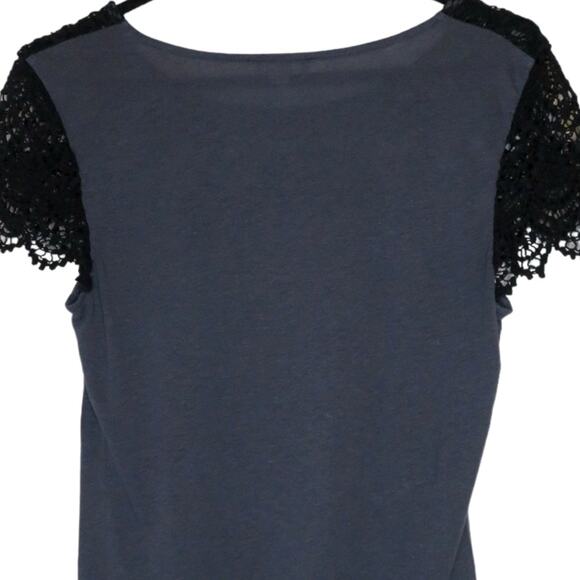 Caslon Short Sleeve Top Womens M Black Grey Crochet Blouse Knit Shirt NWOT - Picture 4 of 8